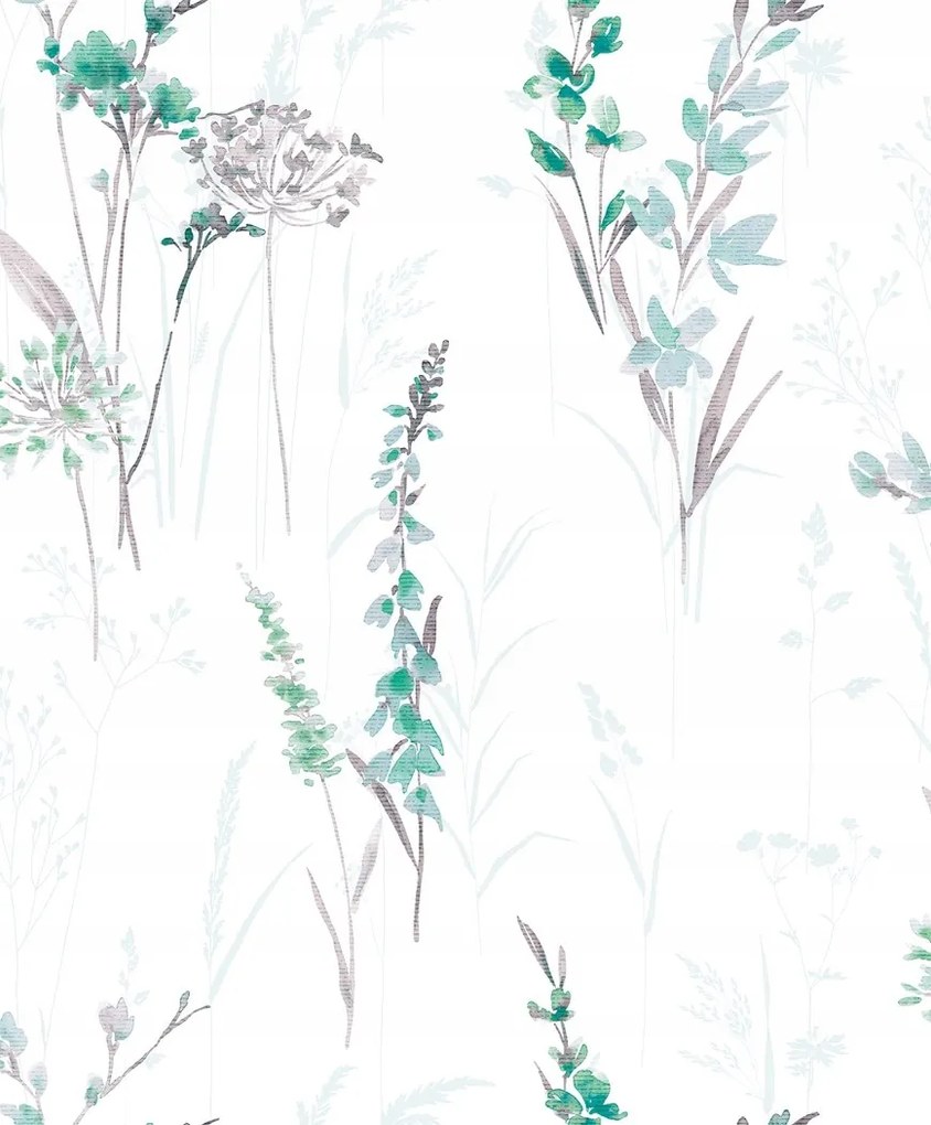 Fehér Tapéta Kék Mezei Virágok Akvarell Stílus Rusztikus Tapéta