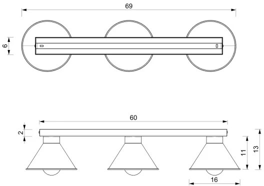 Spotlámpa DEMET 3xE27/60W/230V fekete/arany
