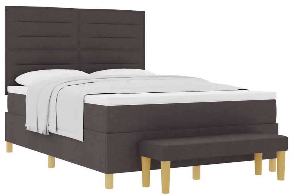 Boxspring ágy matraccal és paddal Sötétbarna 140x190 cm Szövet