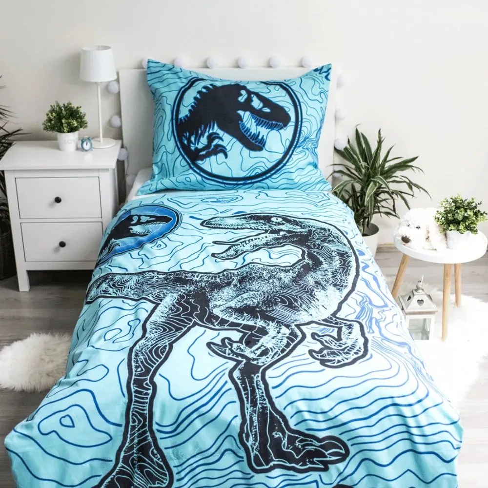 Jurassic World Dinosaur Tracker Sötétben világító ágyneműhuzat 140×200cm, 70x90 cm
