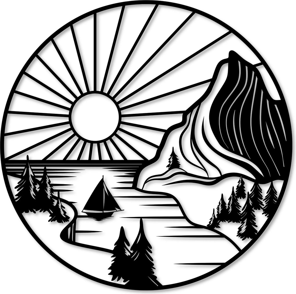 Tájkép Panel Fa 3D Fali Dekoráció Áttört Képek Nappali Triptichon