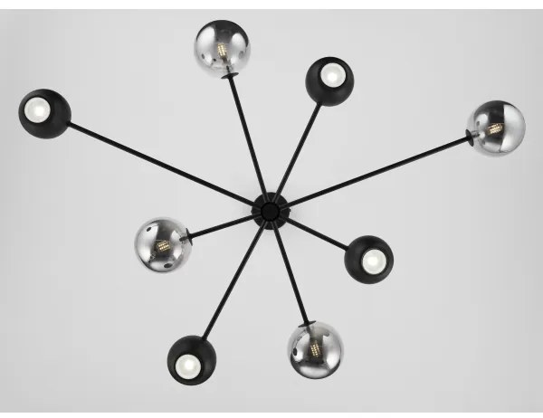 Jupiter 1975 - Csillár rúdon MOKA 4xGU10/10W/230V + 4xG9/10W/230V fekete/króm