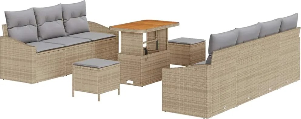 vidaXL Kerti Kanapé Szett párnával 10 pcs Beige és Világosszürke