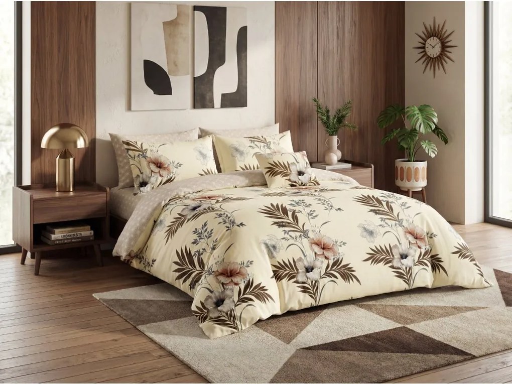 Kétoldalas ágynemű DUO SENSE SANDORA krémszínű + Párnahuzat 40x50 cm INGYENESEN Ágyneműhuzat mérete: 70 x 90 cm | 140 x 200 cm