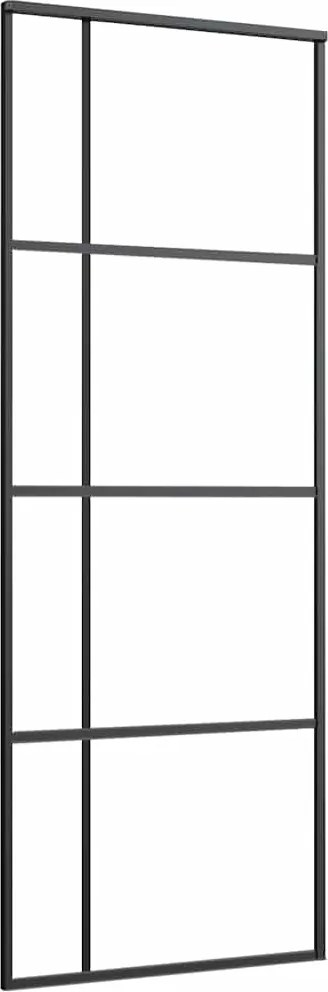 vidaXL fekete matt ESG üveg és alumínium tolóajtó 76x205 cm