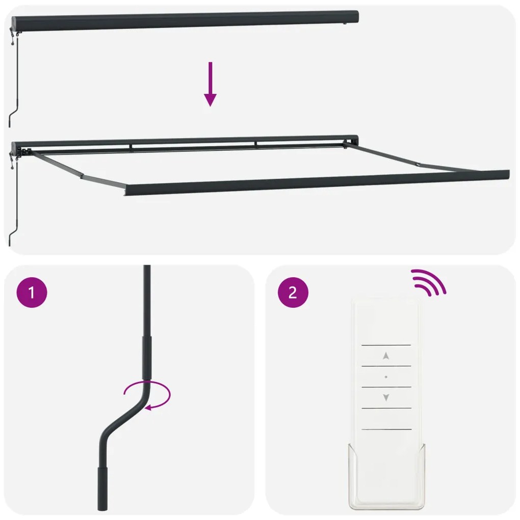 Automatikus Behúzható Napellenző - Narancs és Barna 500x300 cm
