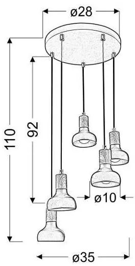 Csillár zsinóron PUERTO 5xE14/40W/230V