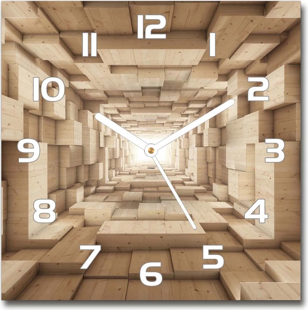 Üveg négyzet alakú falióra Fa alagút 30x30 cm