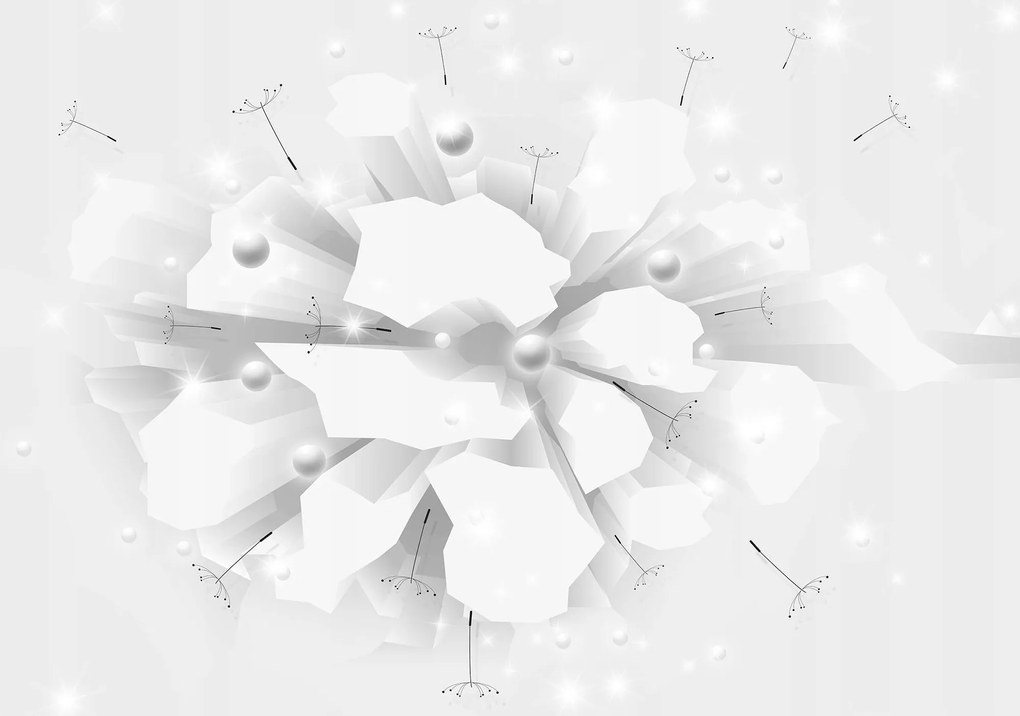 3D tapéta Geometriai absztrakt Fehér Szürke Pitypang vinil 368x280 +ragasztó