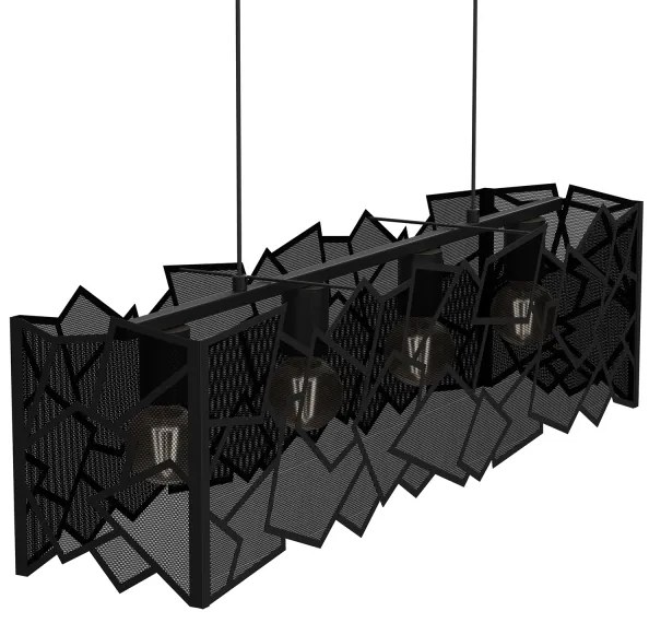 Csillár zsinóron CAMO 4xE27/15W/230V fekete