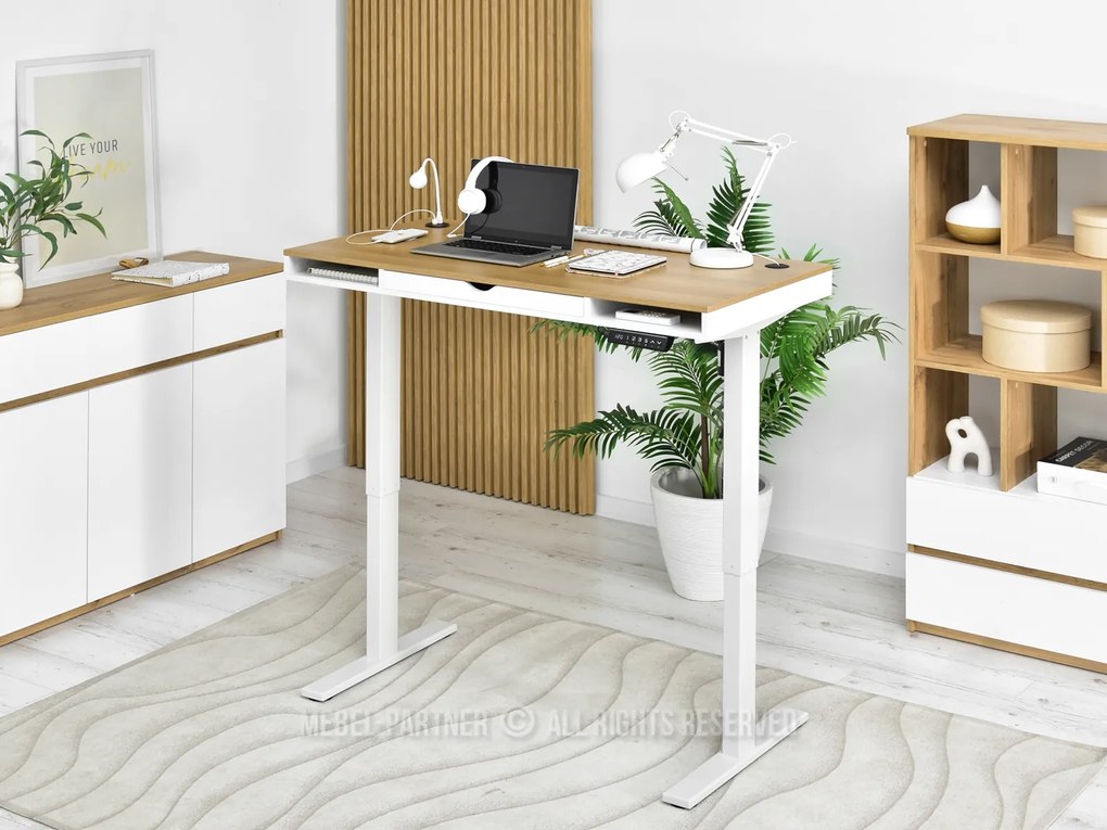 PC asztal Osto 120 (fehér tölgy + fekete). Akció -30%. 1109814