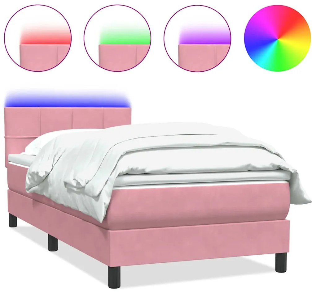 Box Spring ágy matraccal rózsaszín 100x220 cm bársony