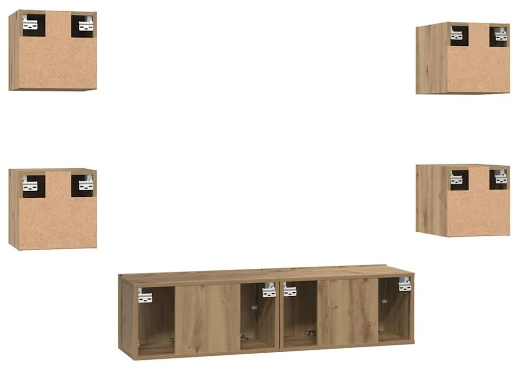 TV szekrény garnitúra 6 pcs kézműves tölgy 60 x 30 x 30 cm