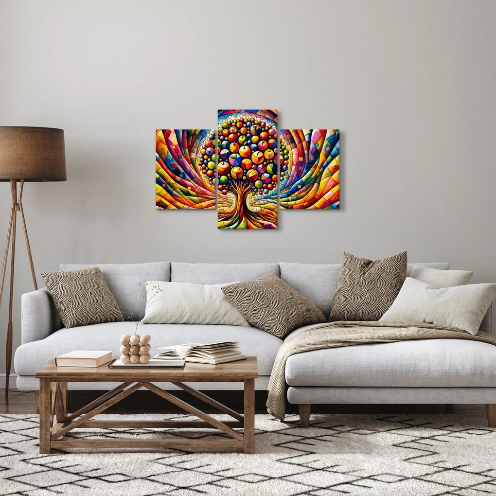 Kép – Színes fa almákkal (90x60 cm)