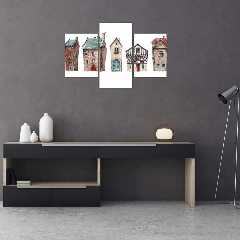 Kép - Akvarell házak (90x60 cm)
