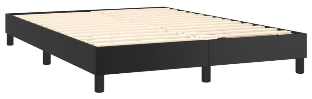 fekete műbőr rugós ágy matraccal és LED-del 140x200 cm