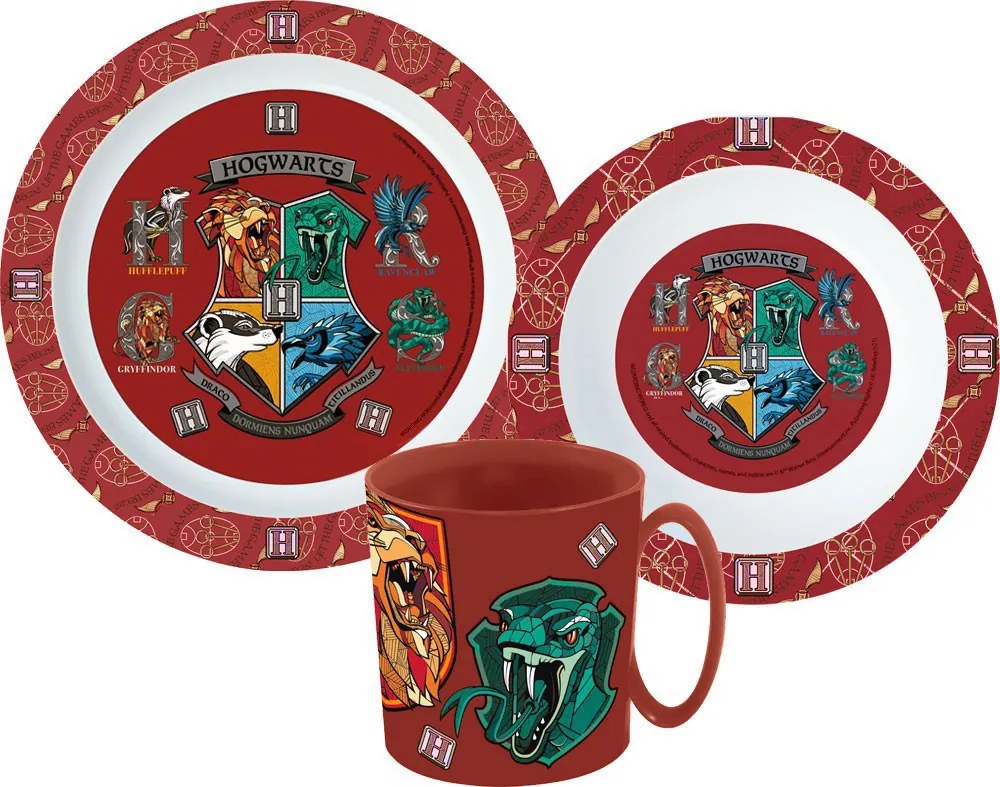 Harry Potter School Shields étkészlet, micro műanyag szett bögrével 350 ml