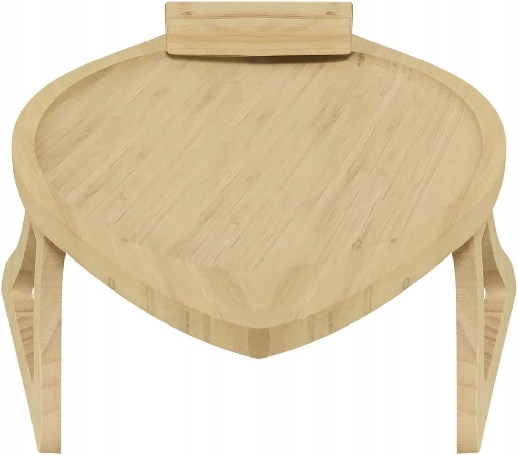 Fa tálca kanapéra, karfa telefontartóval