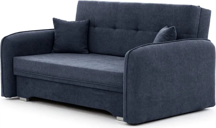 Sötétkék zsenília kinyitható-tárolóhelyes kanapé 155 cm Laine – ELTAP