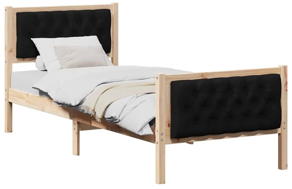 Ágykeret fejtámlával Fekete 80 x 200 cm Tömör fenyőfa