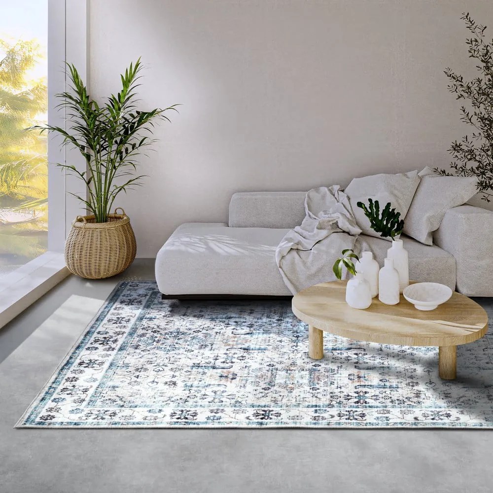 Világoskék szőnyeg 160x230 cm Saveh Cream Blue – Elle Decoration