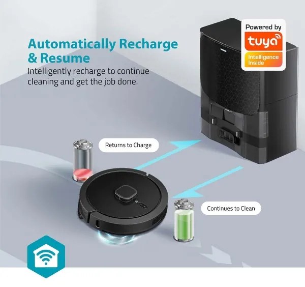 Nedis WIFIVCL002CBK - Intelligens robotporszívó felmosóval Wi-Fi Tuya fekete + távirányító