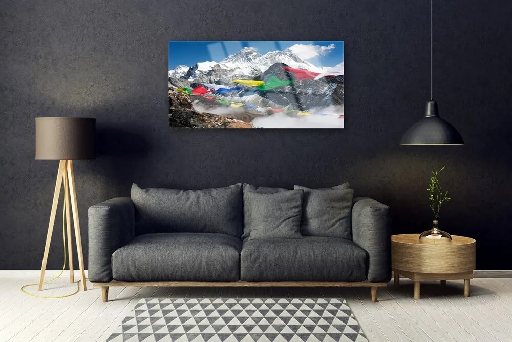 Üvegkép falra hegyi táj 120x60cm
