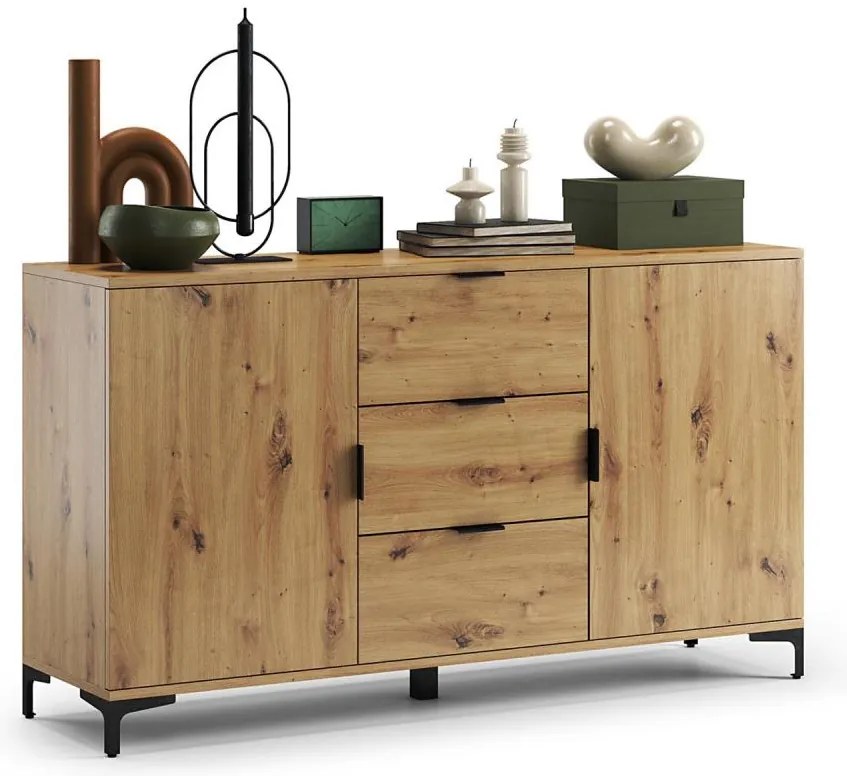 LORA komód fiókokkal és ajtókkal, artisan tölgy