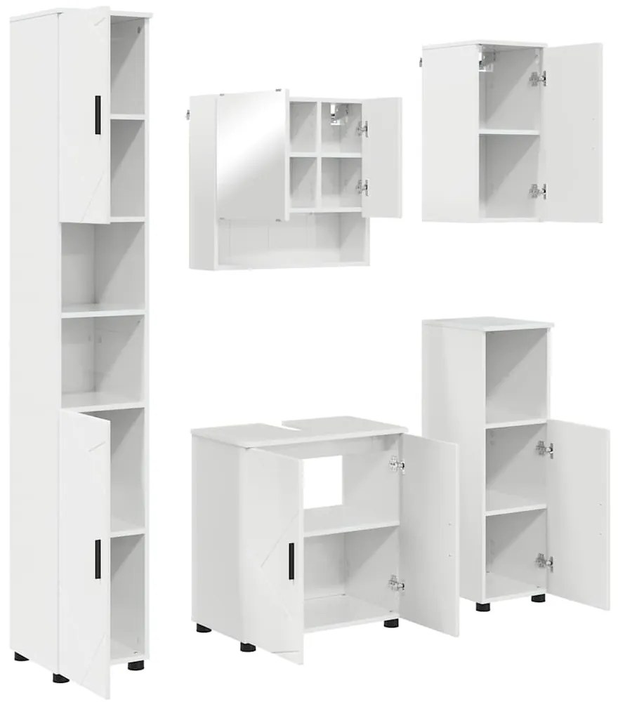 Fürdőszoba bútor szett 5 pcs Magasfényű fehér 61 x 35 x 64 cm