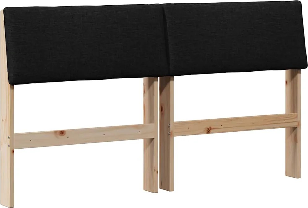 vidaXL Kárpitozott fejtámla Fekete 160 cm Tömör fenyőfa