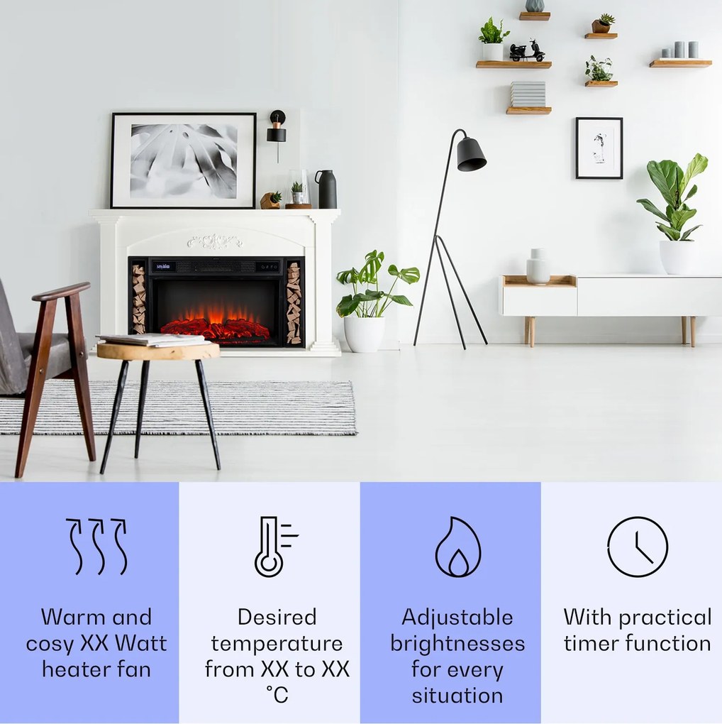 Klarstein Villarrica, elektromos kandalló, 1900 W, LED technológia, távvezérlés