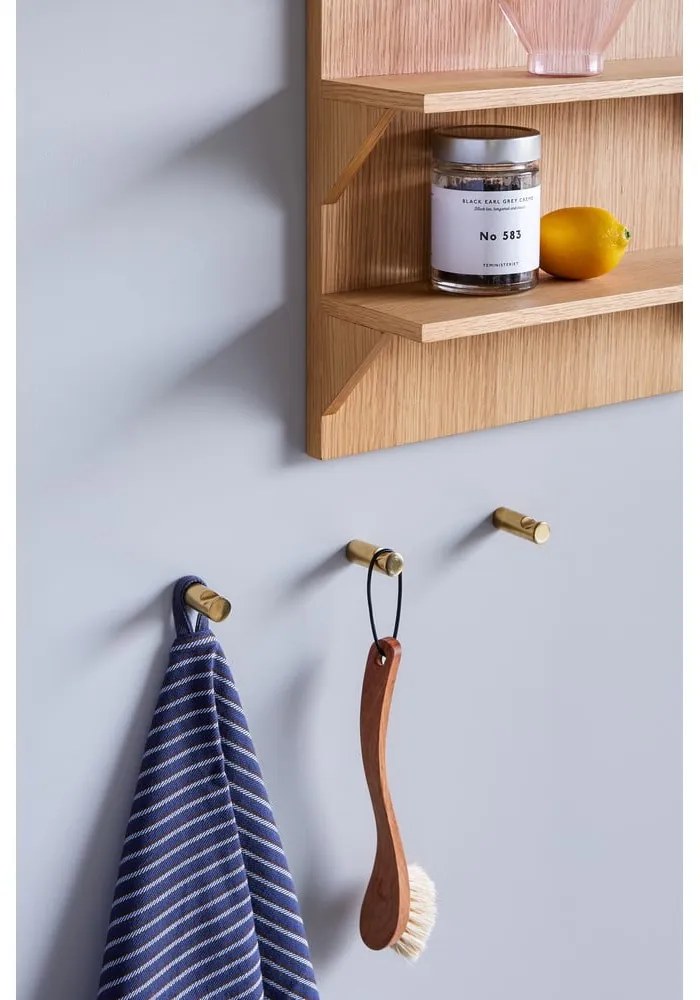 Natúr színű többszintes fali polc tölgyfa dekorral 40 cm Straight – Hübsch