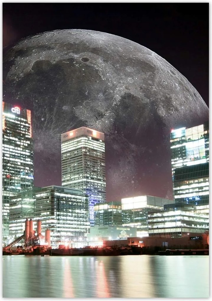 Poszterek 70x100 Város éjszaka Hold