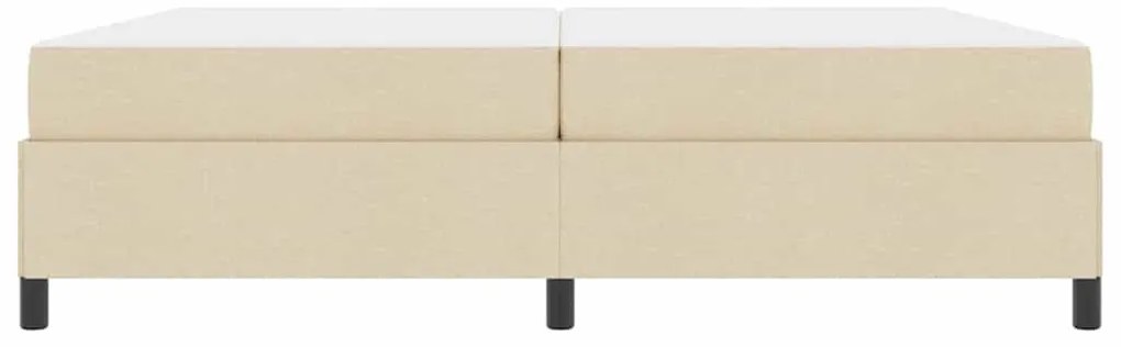 Boxrugós ágy Krém és fekete 200 x 200 cm Textil és mérnöki fa
