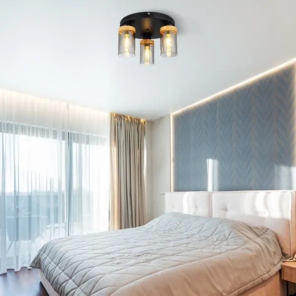 Globo 15557-3D - Fali lámpa FINCA 3xE27/40W/230V fém/fa