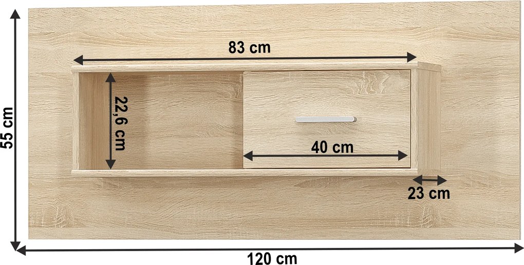 Faliszekrény 1D, tölgy sonoma, TEYO