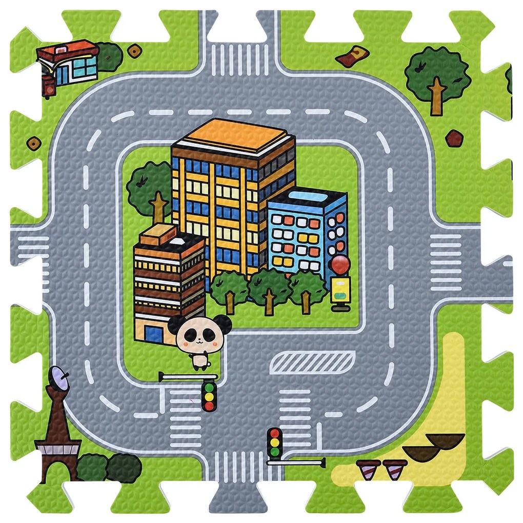 Jascha gyermek puzzle szőnyeg, 9 részes, utcák