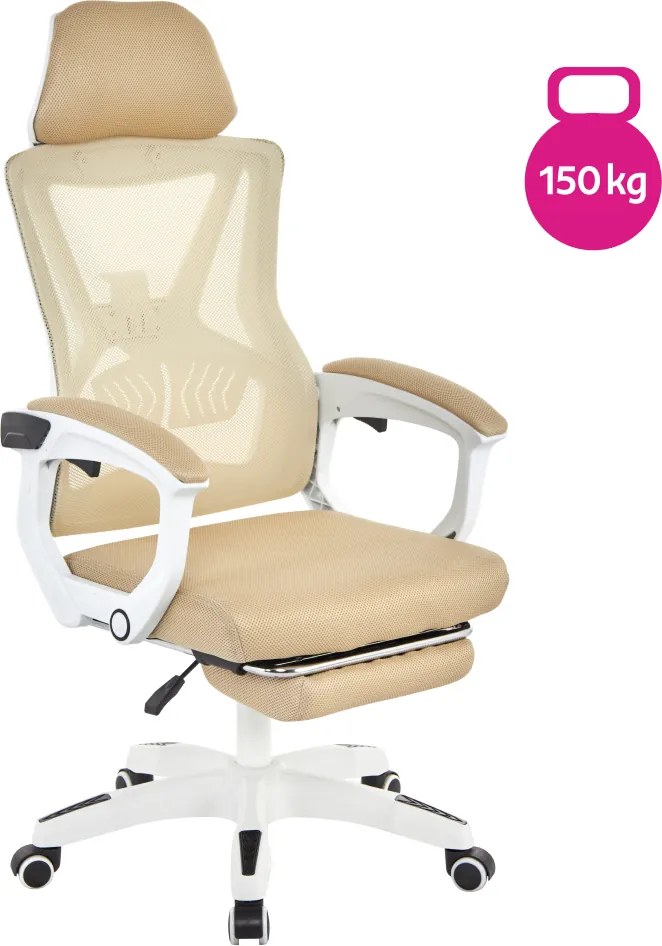 Irodai szék, bézs/fehér, teherbírás 150 kg, MALVIN