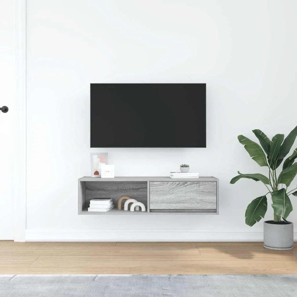 szürke sonoma színű szerelt fa TV-szekrény 100x31x25,5cm