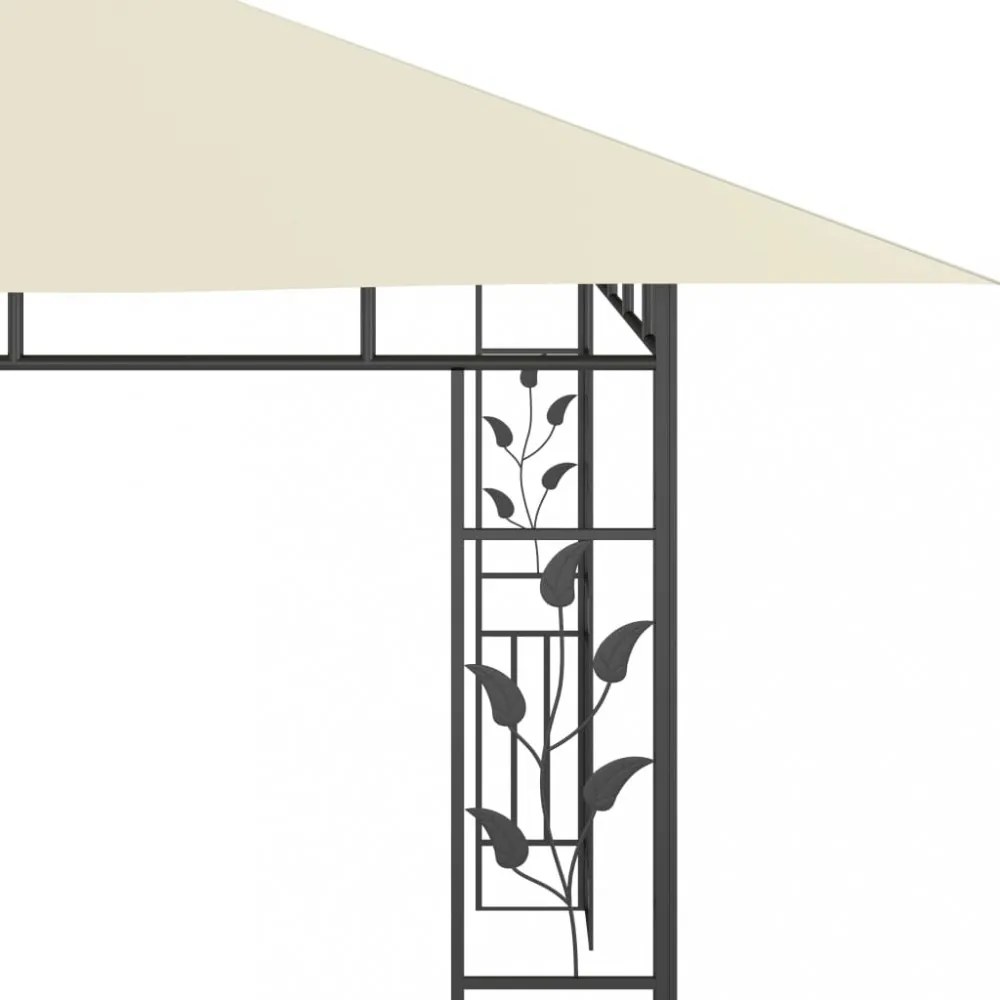 krémszínű pavilon szúnyoghálóval/LED fényfüzérrel 4x3x2,73 m