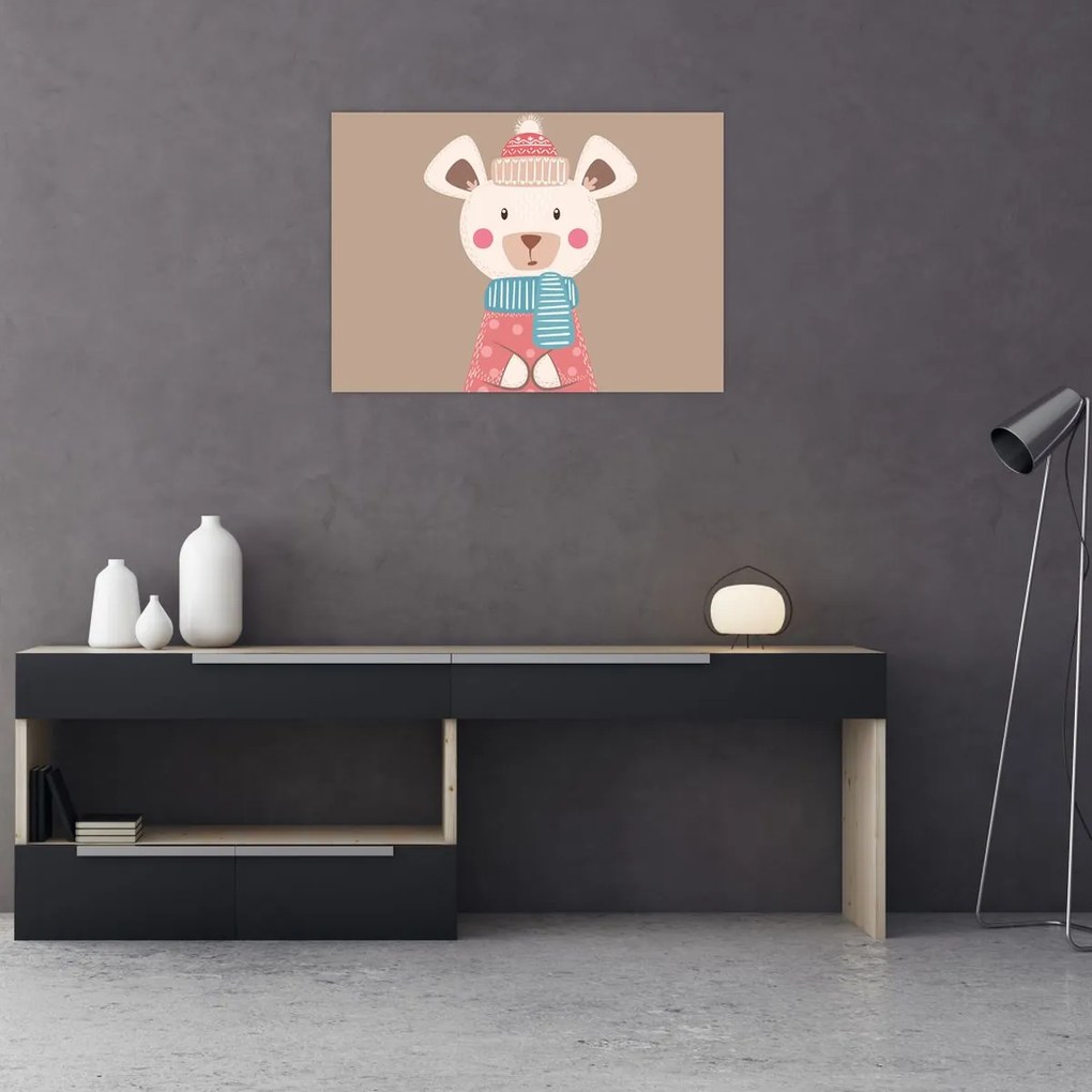 Üveg kép - Egér sállal (70x50 cm)