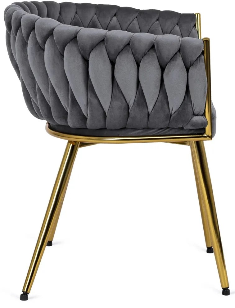 Scaun de sufragerie elegant cu tapițerie din catifea gri CAPRI