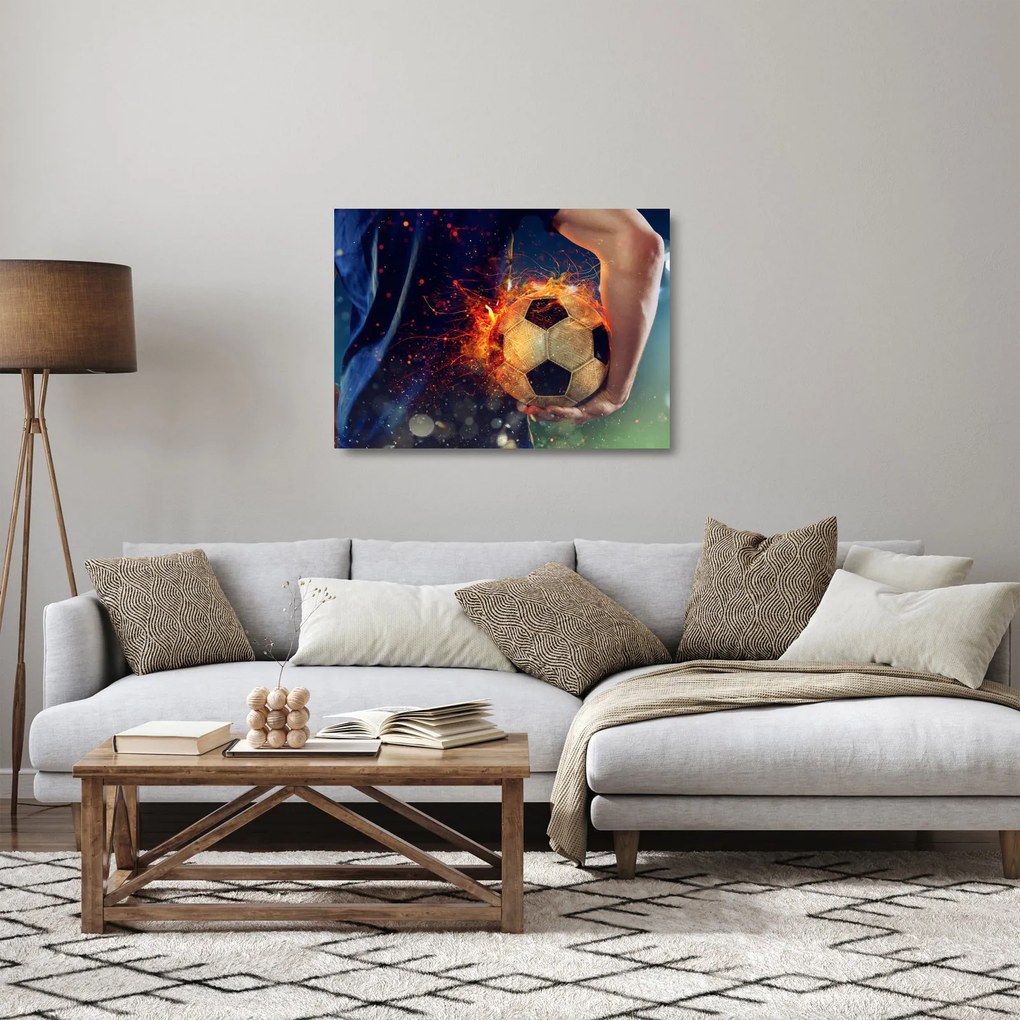 Kép - Futball-labda a tűzben (üvegen) (70x50 cm)