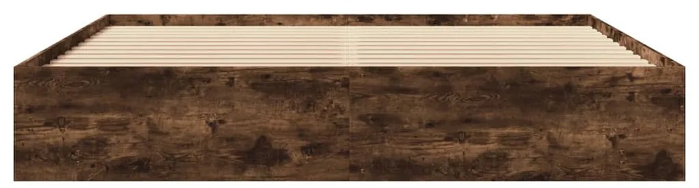 füstös tölgy színű szerelt fa ágykeret matrac nélkül 200x200 cm