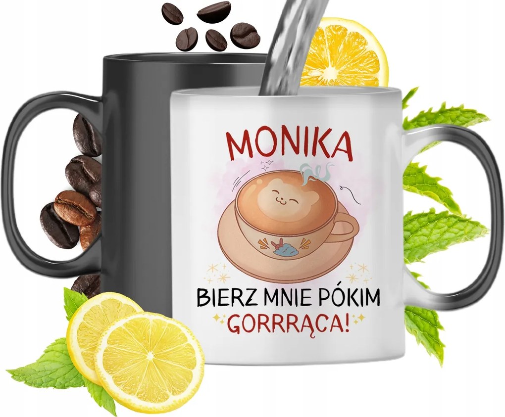 Mágikus bögre Mónikának Fekete matt nyomott mintával 330ml