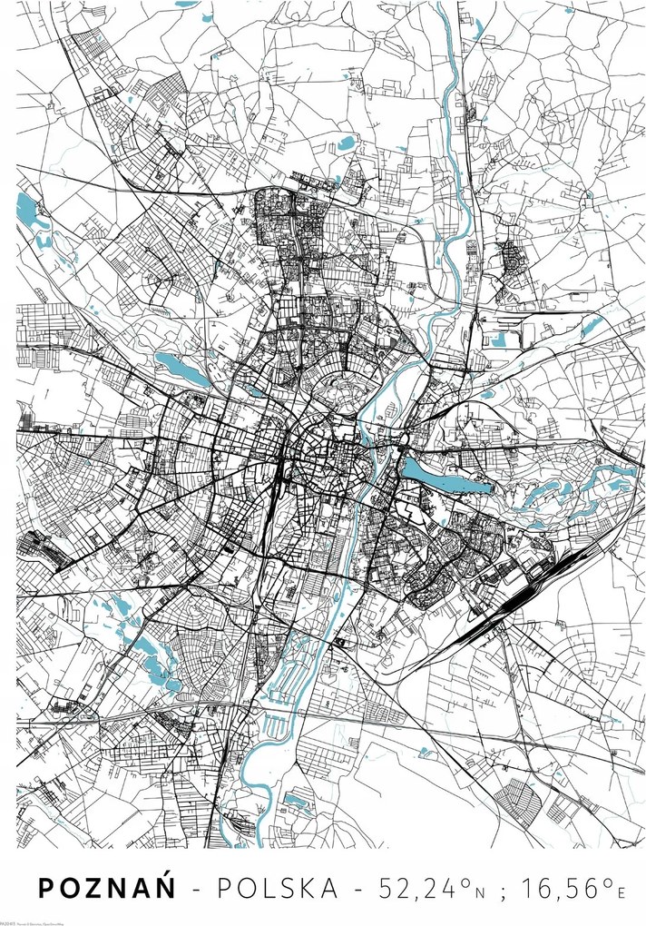 Poznań várostérkép poszter A2 42x59,4 cm