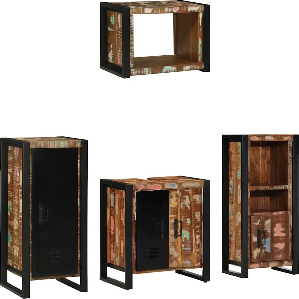 vidaXL Fürdőszoba bútor szett 4 pcs Szilárd Újrahasznosított Fa