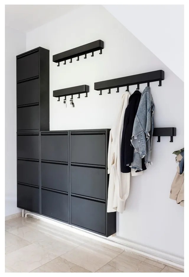 Fekete fém fali fogas polccal 72 cm Dax Play – Spinder Design