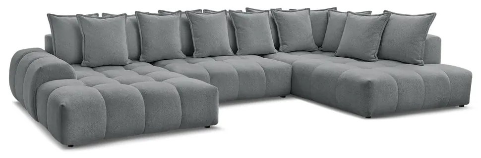 Sötétszürke zsenília kinyitható-tárolóhelyes sarokkanapé (jobb oldali-U alakú) Everest – Bobochic Paris