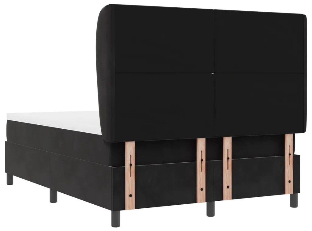 Boxspring Ágy Matrac nélkül Fekete 140x190 cm Bársony